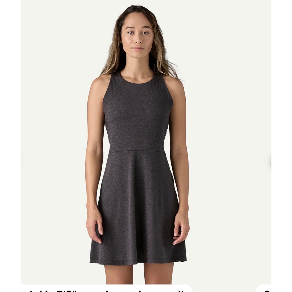 Patagonia Seabrook Dress Lg Dark Charcoal Gray Cross Back Athleisure Active Golf